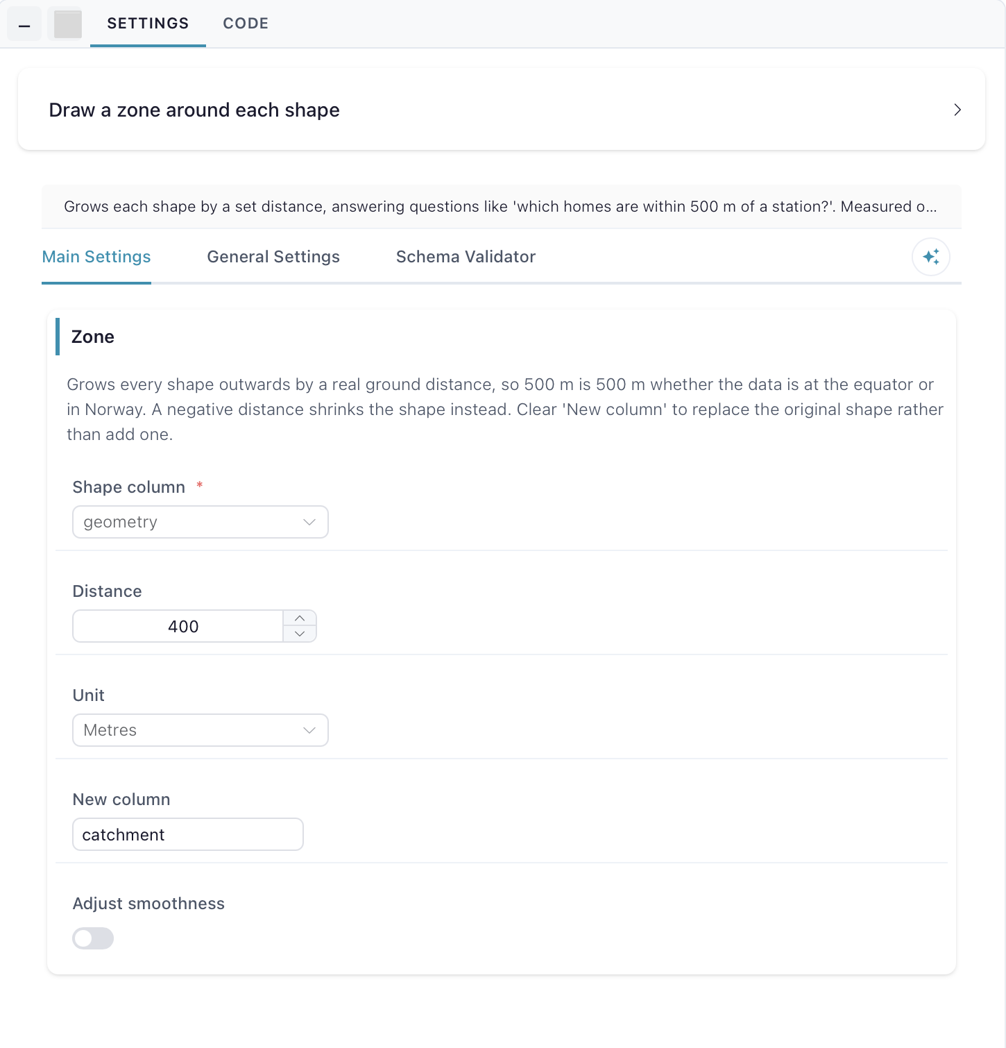 Buffer node settings