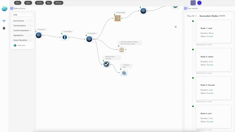 Reading an Excel file in Flowfile: drop the file on the canvas, see the rows immediately